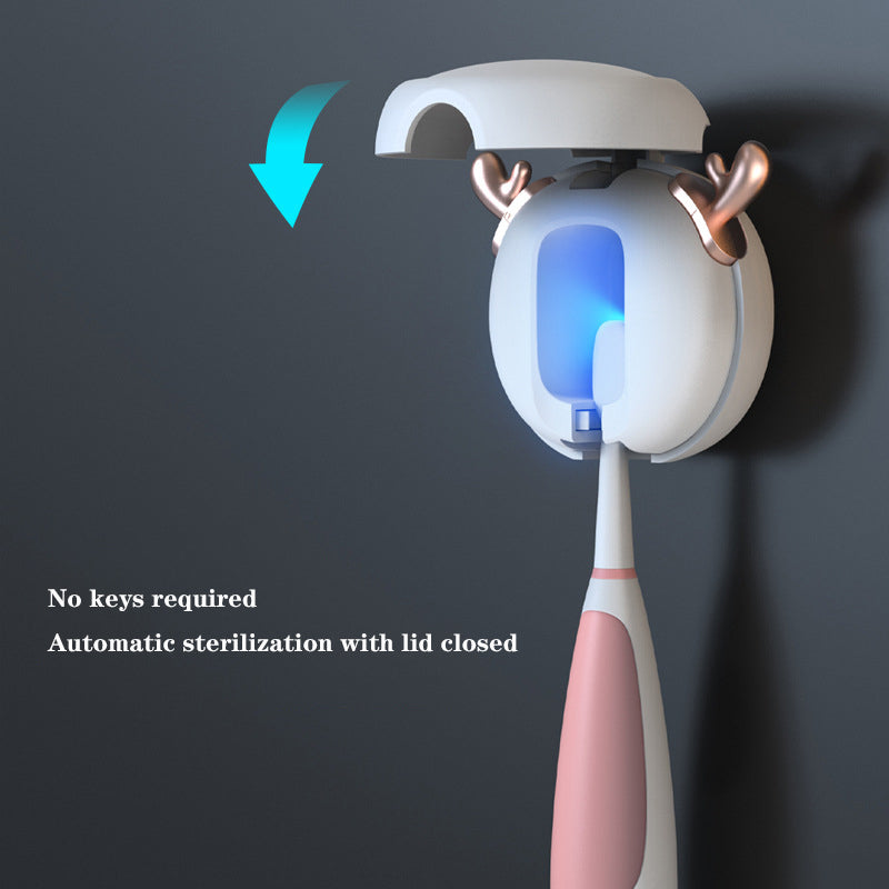 Cute UV Toothbrush Sanitizer Holder - Wall Mounted, Portable for Travel (Golden Ear Panda) - Image 3