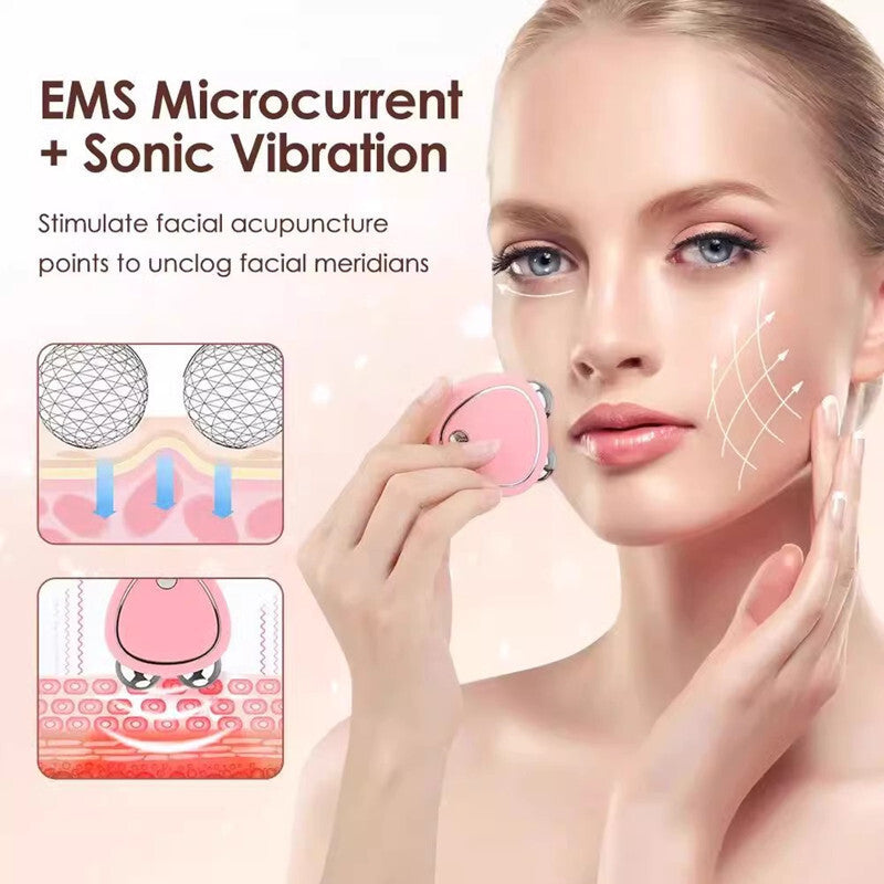 White Microcurrent Face Lifting Massager - Sonic Vibration, V-Shape Sculpting - Image 2