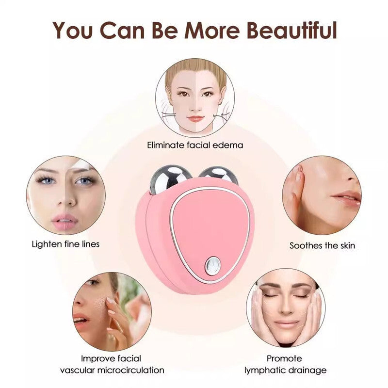 White Microcurrent Face Lifting Massager - Sonic Vibration, V-Shape Sculpting - Image 3
