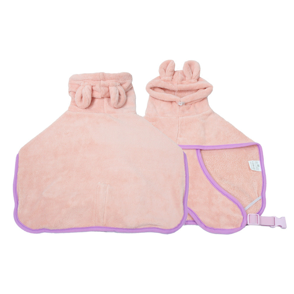 Pink Hooded Dog Bathrobe - Super Absorbent, Adjustable Fit, Cozy Pet Towel (Size : L) - Image 3