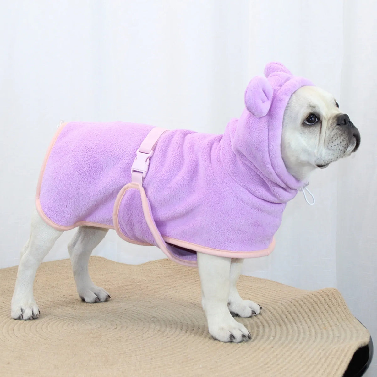 Purple Hooded Dog Bathrobe - Super Absorbent, Adjustable Fit, Cozy Pet Towel (Size : M)