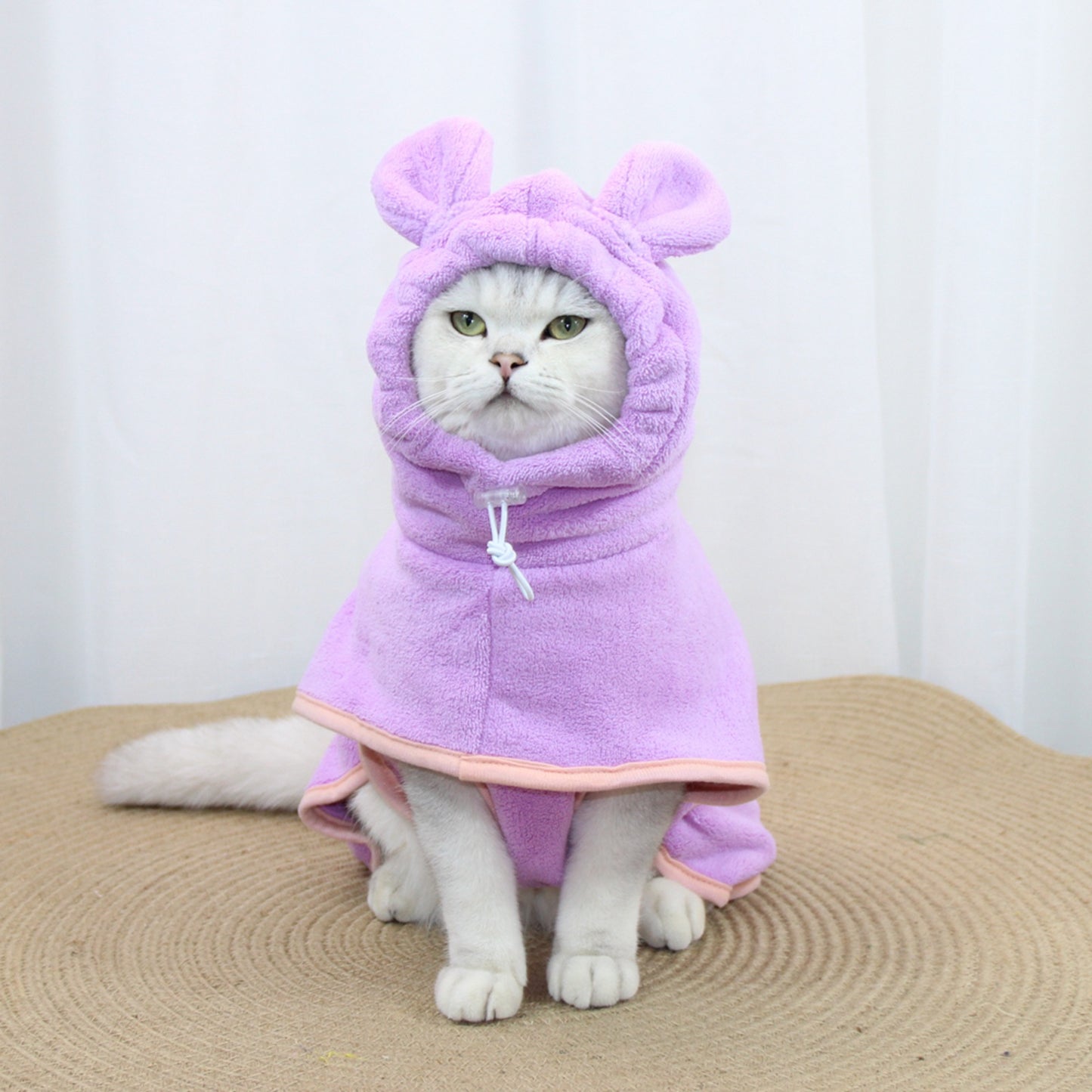 Purple Hooded Dog Bathrobe - Super Absorbent, Adjustable Fit, Cozy Pet Towel (Size : M) - Image 2