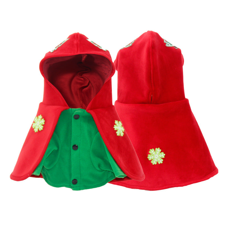 Christmas Dog Costume - Festive Hooded Cape & Green Jumpsuit Outfit (Size : M) - Image 5