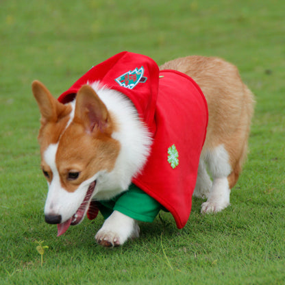 Christmas Dog Costume - Festive Hooded Cape & Green Jumpsuit Outfit (Size : XL) - Image 2
