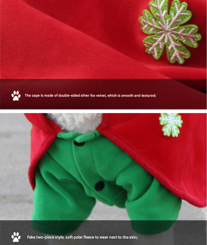 Christmas Dog Costume - Festive Hooded Cape & Green Jumpsuit Outfit (Size : 2XL) - Image 6