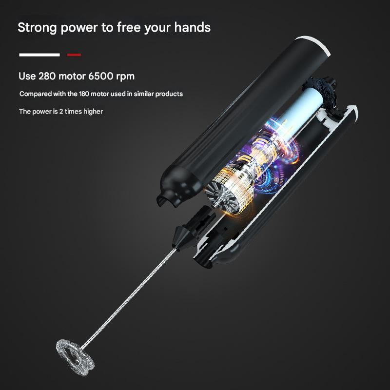 Green USB Rechargeable Milk Frother - 3-Speed Handheld Electric Whisk with Stand - Image 5