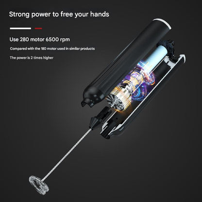 Green USB Rechargeable Milk Frother - 3-Speed Handheld Electric Whisk with Stand - Image 5