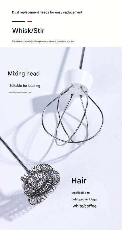 Black USB Rechargeable Milk Frother - 3-Speed Handheld Electric Whisk with Stand - Image 2