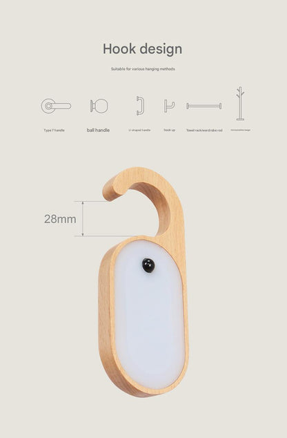Wooden Motion Sensor LED Night Light - Doorknob Hanger & Writable Message Board - Image 3