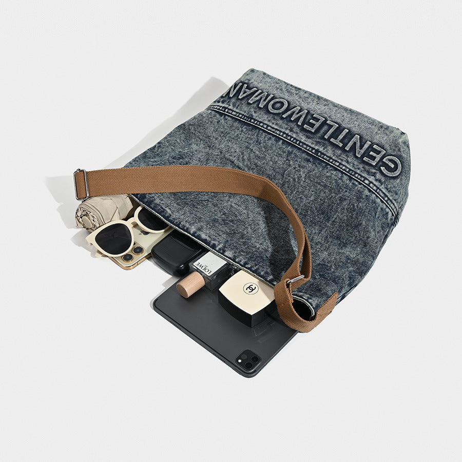 Washed Denim Tote Bag - Large Capacity Shoulder & Crossbody - Image 4
