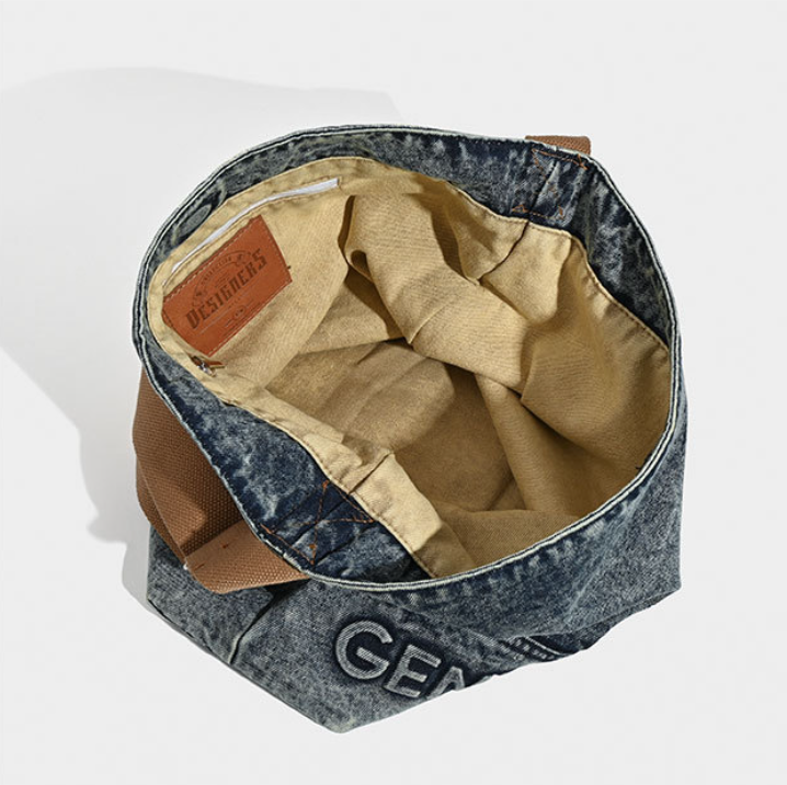 Washed Denim Tote Bag - Large Capacity Shoulder & Crossbody - Image 5