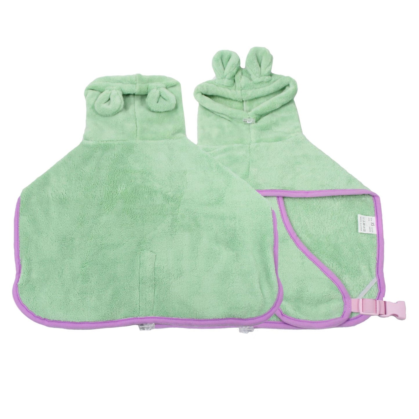 Green Hooded Dog Bathrobe - Super Absorbent, Adjustable Fit, Cozy Pet Towel (Size : M) - Image 2