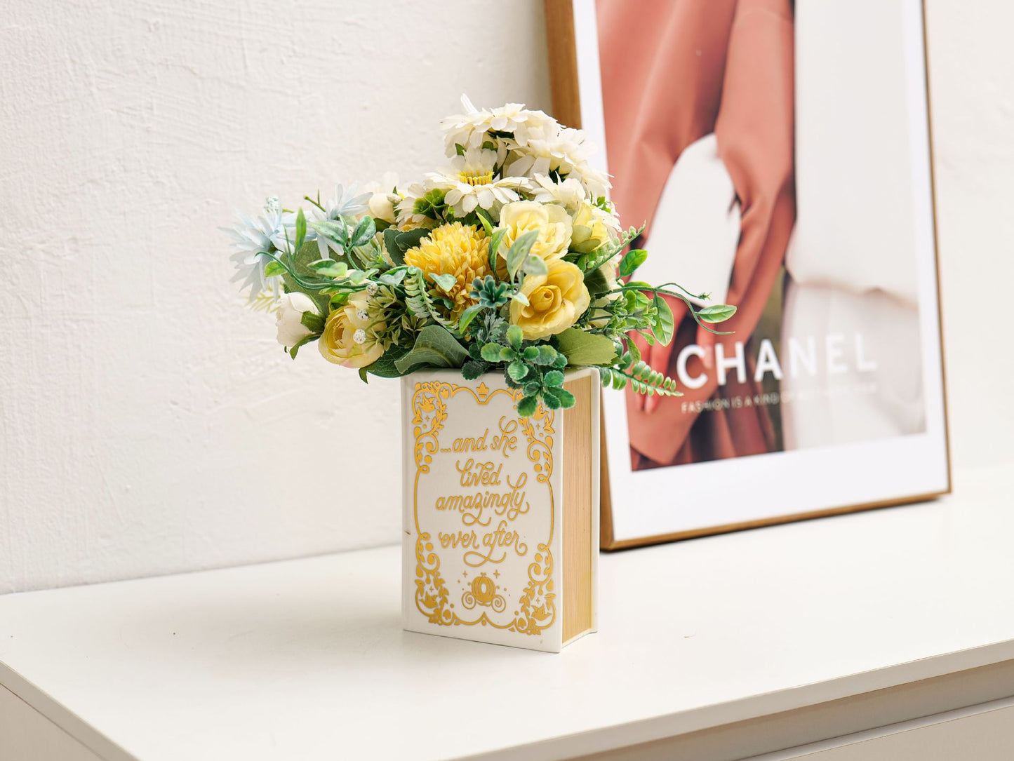 Literary Book Vase - Creative Ceramic Planter & Desk Organizer(Golden Book) - Image 4