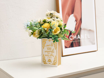 Literary Book Vase - Creative Ceramic Planter & Desk Organizer(Golden Book) - Image 4