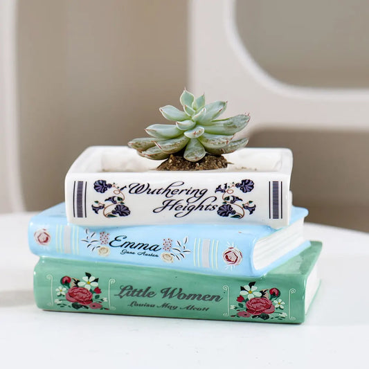 Literary Book Vase - Creative Ceramic Planter & Desk Organizer(Stack of books) - Image 2