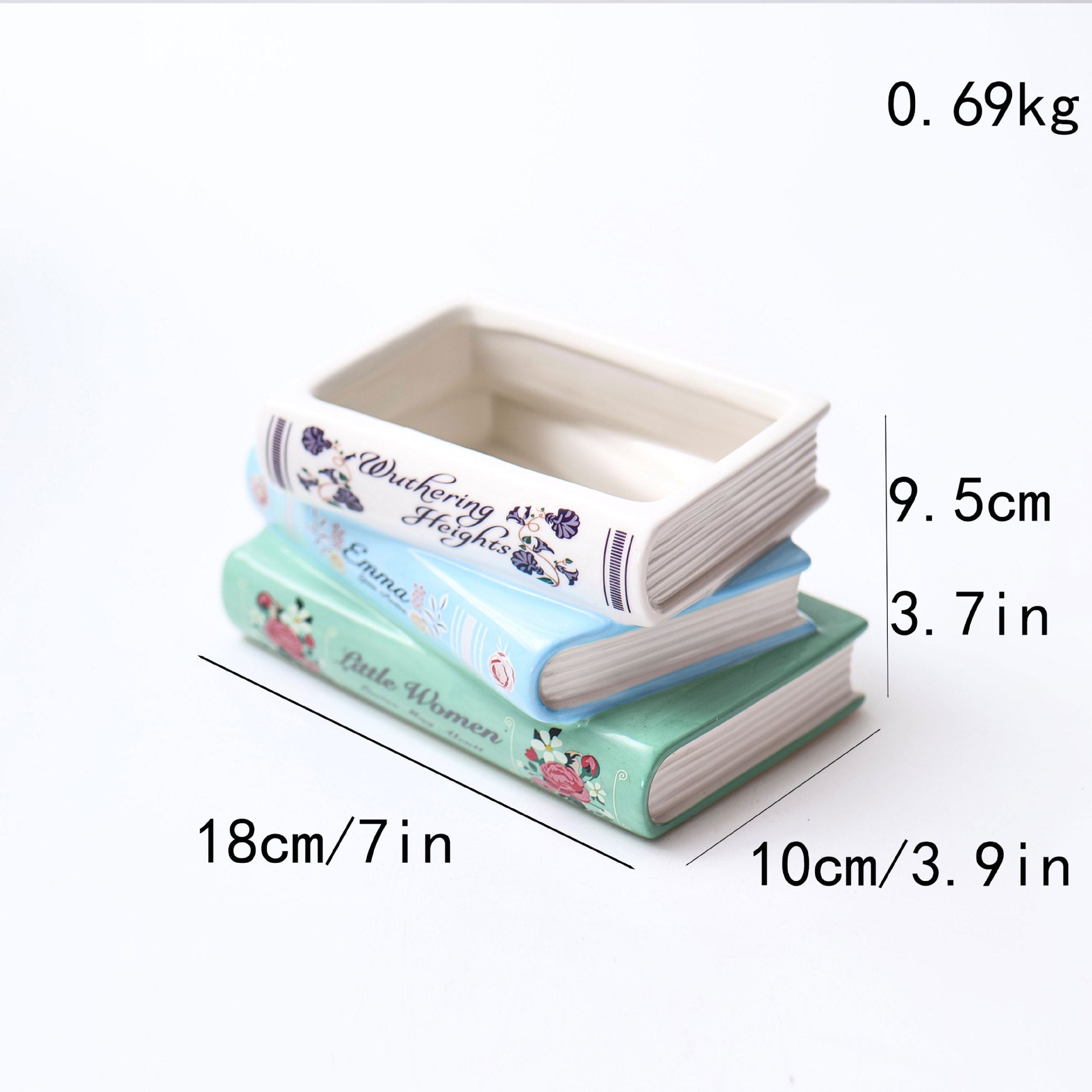 Literary Book Vase - Creative Ceramic Planter & Desk Organizer(Stack of books) - Image 4
