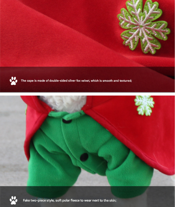 Christmas Dog Costume - Festive Hooded Cape & Green Jumpsuit Outfit (Size : 3XL) - Image 6