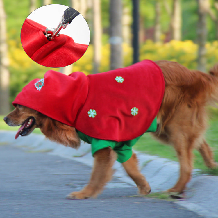 Christmas Dog Costume - Festive Hooded Cape & Green Jumpsuit Outfit (Size : 5XL) - Image 2