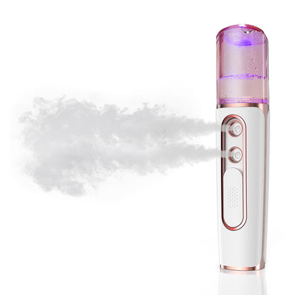 White Dual Nozzle Nano Facial Mister - USB Rechargeable Hydrating Spray