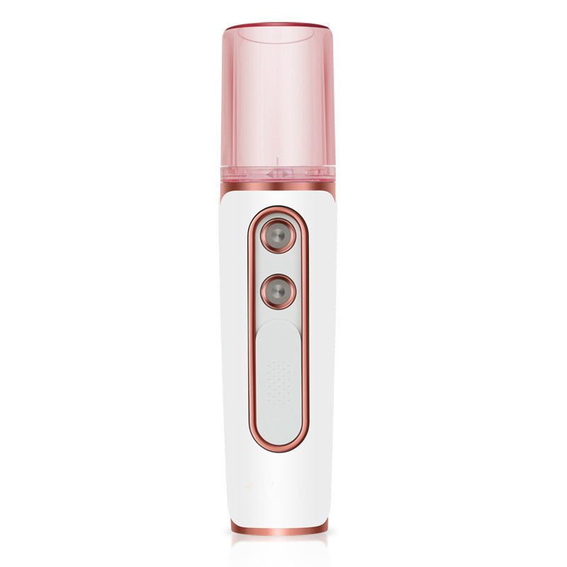 White Dual Nozzle Nano Facial Mister - USB Rechargeable Hydrating Spray - Image 2