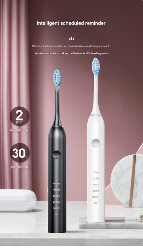 Advanced Sonic Toothbrush: 5 Cleaning Modes, 2-Min Timer, USB Fast Charge, Purple (4 brush heads) - Image 3