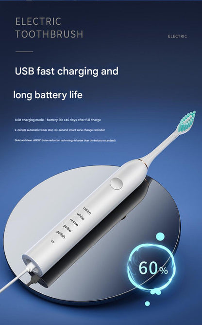 Advanced Sonic Toothbrush: 5 Cleaning Modes, 2-Min Timer, USB Fast Charge, Purple (4 brush heads) - Image 4