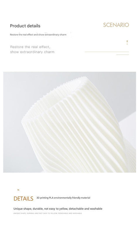 Unique Pleated Design Table Lamp - 3D Printed Washable Shade, Wooden Base, Adjustable LED (Three-star rotation) - Image 2