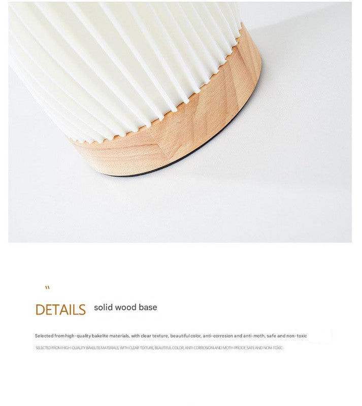 Unique Pleated Design Table Lamp - 3D Printed Washable Shade, Wooden Base, Adjustable LED (Four-star rotation) - Image 3