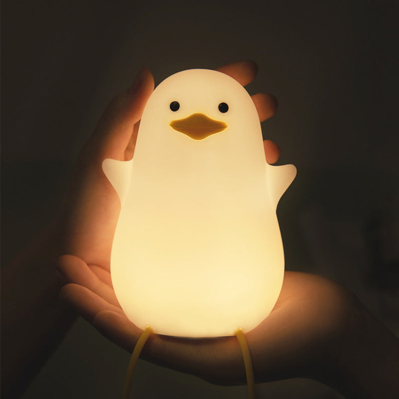 Cute Gull Silicone Night Light - Tap Control, USB Rechargeable, Kids Bedroom (Warm light three-speed yellow mouth) - Image 2