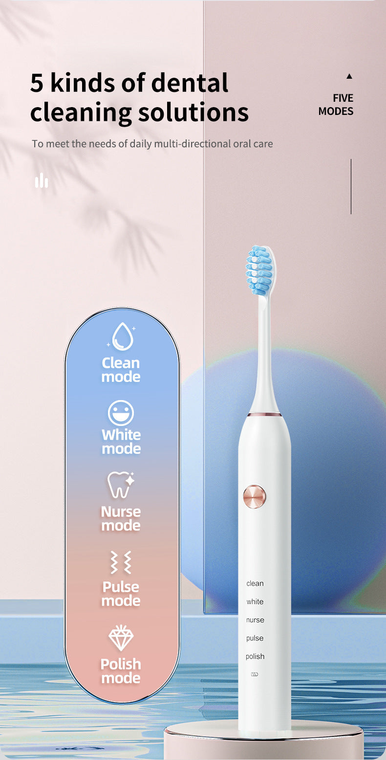 White Professional Sonic Toothbrush for Adults - 5 Modes, Smart Timer (4 brush heads) - Image 5