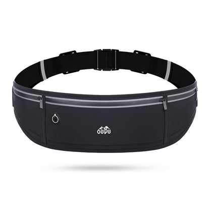 Black Adjustable Running Belt - Fits Large Phones, Reflective, Earphone Port