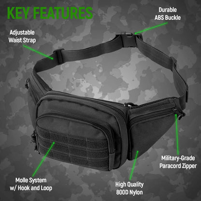 Green Rugged Tactical Waist Pack - MOLLE Outdoor Fanny Bag for Hiking Cycling & Travel - Image 3