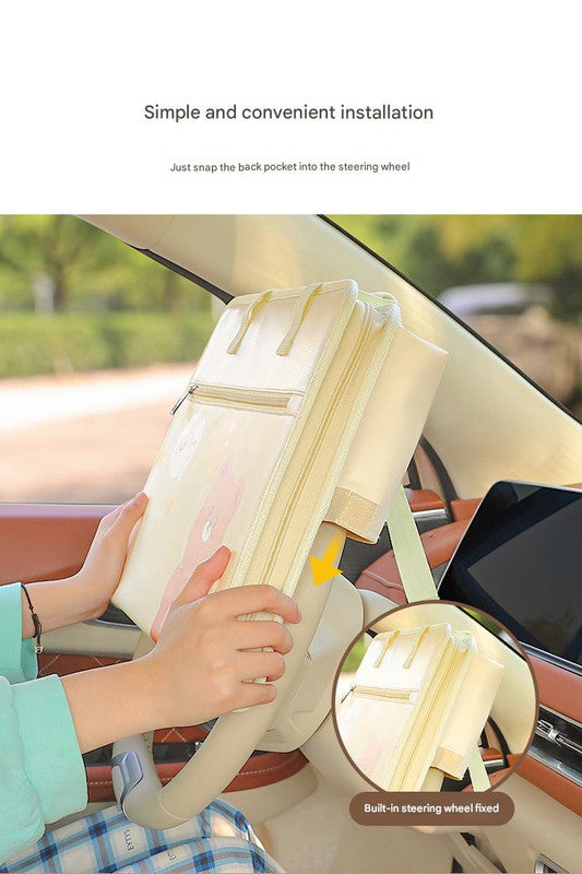 Black Foldable Car Back Seat Organizer Tray - PU Leather Travel Desk with Tablet Holder - Image 8