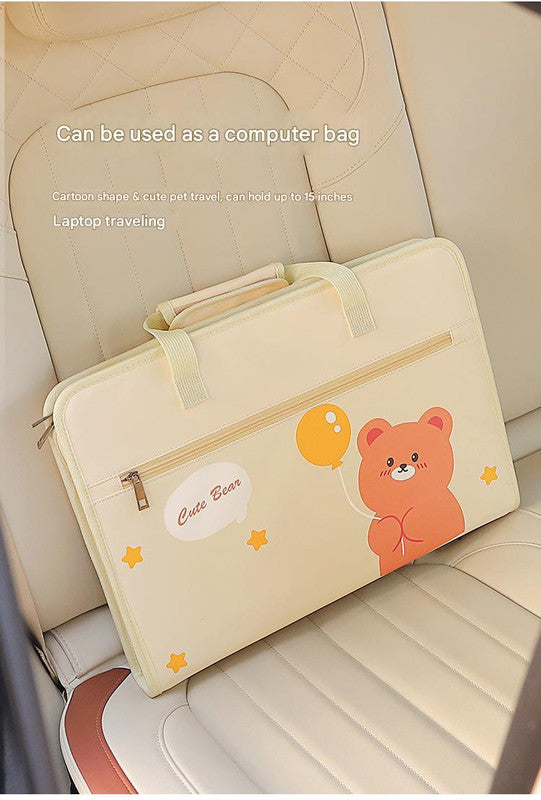 Yellow Foldable Car Back Seat Organizer Tray - PU Leather Travel Desk with Tablet Holder - Image 7