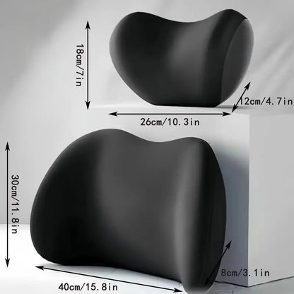 Pink Ergonomic Memory Foam Car Headrest & Lumbar Support Cushion Set - Driving Comfort Neck & Back Pillow - Image 2