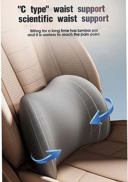 Brown Ergonomic Memory Foam Car Headrest & Lumbar Support Cushion Set - Driving Comfort Neck & Back Pillow - Image 5