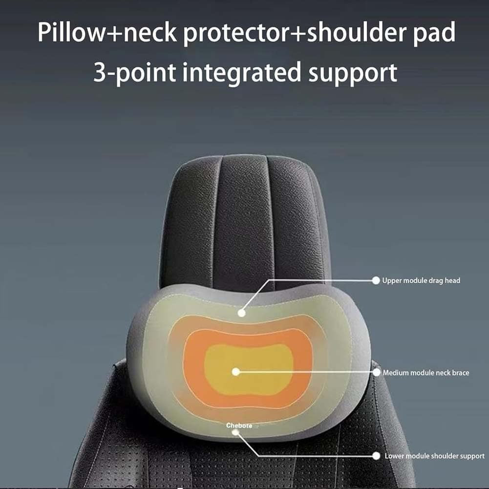 Grey Ergonomic Memory Foam Car Headrest & Lumbar Support Cushion Set - Driving Comfort Neck & Back Pillow - Image 4