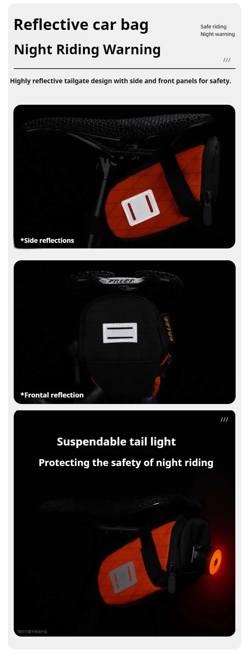 Green And Black Water-Resistant Bicycle Saddle Bag - 1.3L Reflective Seat Pack for Road & Mountain Bikes - Image 6
