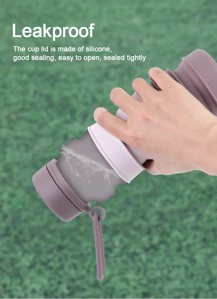 Black Collapsible Silicone Water Bottle - 510ml Portable Food-Grade Travel & Sports Drink Flask - Image 7