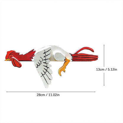 2 Pcs Red And White Whimsical Lazy Chicken Fence Topper - Funny PVC Garden & Home Decor Ornament - Image 2