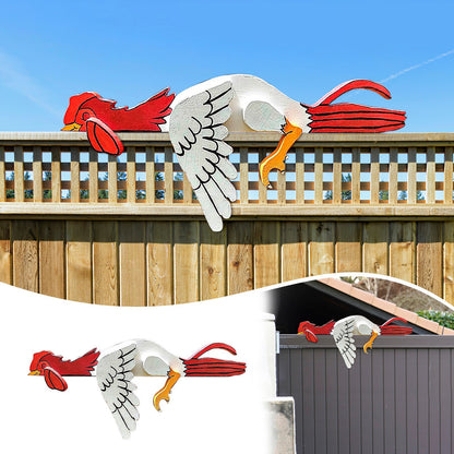 2 Pcs Red And White Whimsical Lazy Chicken Fence Topper - Funny PVC Garden & Home Decor Ornament - Image 3