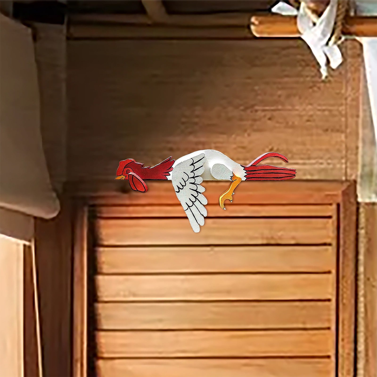 2 Pcs Red And White Whimsical Lazy Chicken Fence Topper - Funny PVC Garden & Home Decor Ornament - Image 5