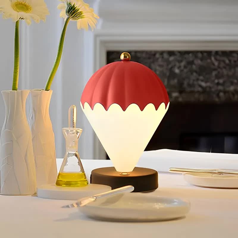Red Rechargeable Hot Air Balloon LED Touch Lamp - 3-Color Nordic Style Desk Light - Image 7