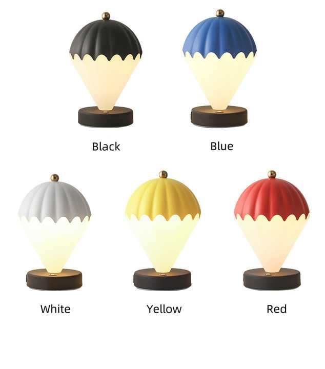 Yellow Rechargeable Hot Air Balloon LED Touch Lamp - 3-Color Nordic Style Desk Light - Image 4