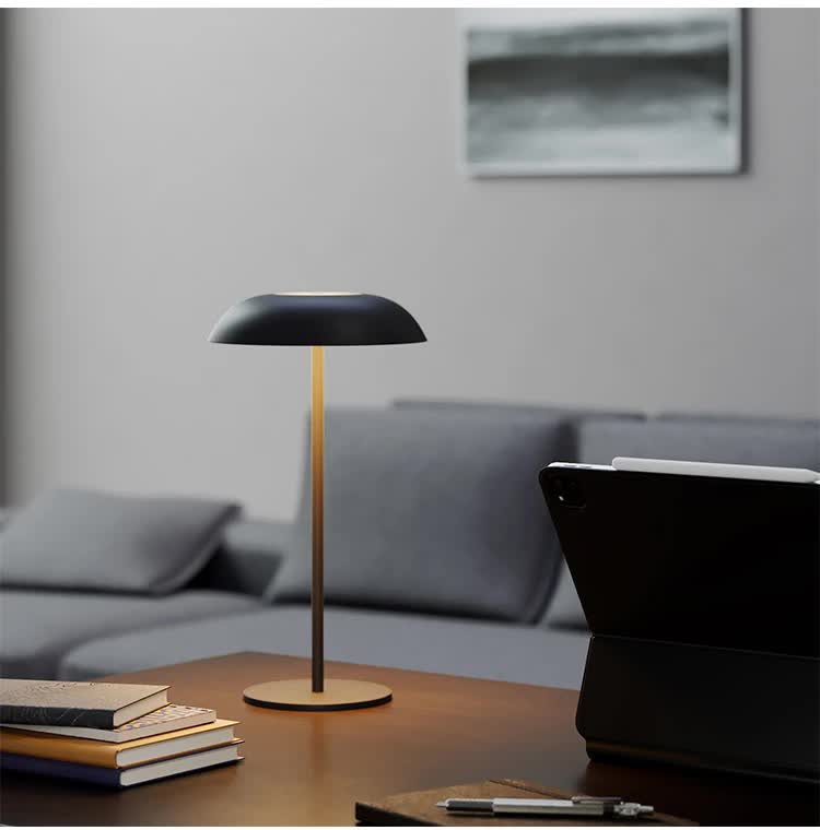 White Minimalist Rechargeable LED Touch Table Lamp - 3-Color Stepless Dimming Metal Desk Light - Image 6