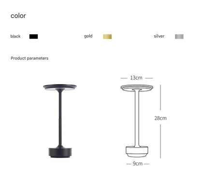 Silver Elegant Aluminum Alloy Rechargeable LED Touch Lamp - 3-Color Dimmable Cordless Table Light - Image 2