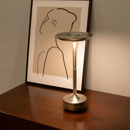 Silver Elegant Aluminum Alloy Rechargeable LED Touch Lamp - 3-Color Dimmable Cordless Table Light - Image 9