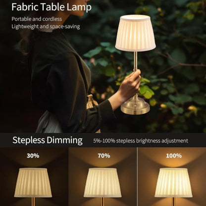 Black and White Elegant Rechargeable Fabric Shade LED Lamp - Cordless Touch Stepless Dimmable Table Light - Image 3