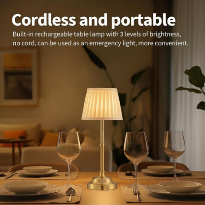 Black and White Elegant Rechargeable Fabric Shade LED Lamp - Cordless Touch Stepless Dimmable Table Light - Image 5