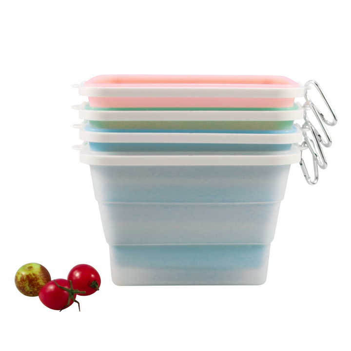 2 Pcs Pink Collapsible Silicone Food Storage Container - Microwave & Freezer Safe Lunch Box - Image 4